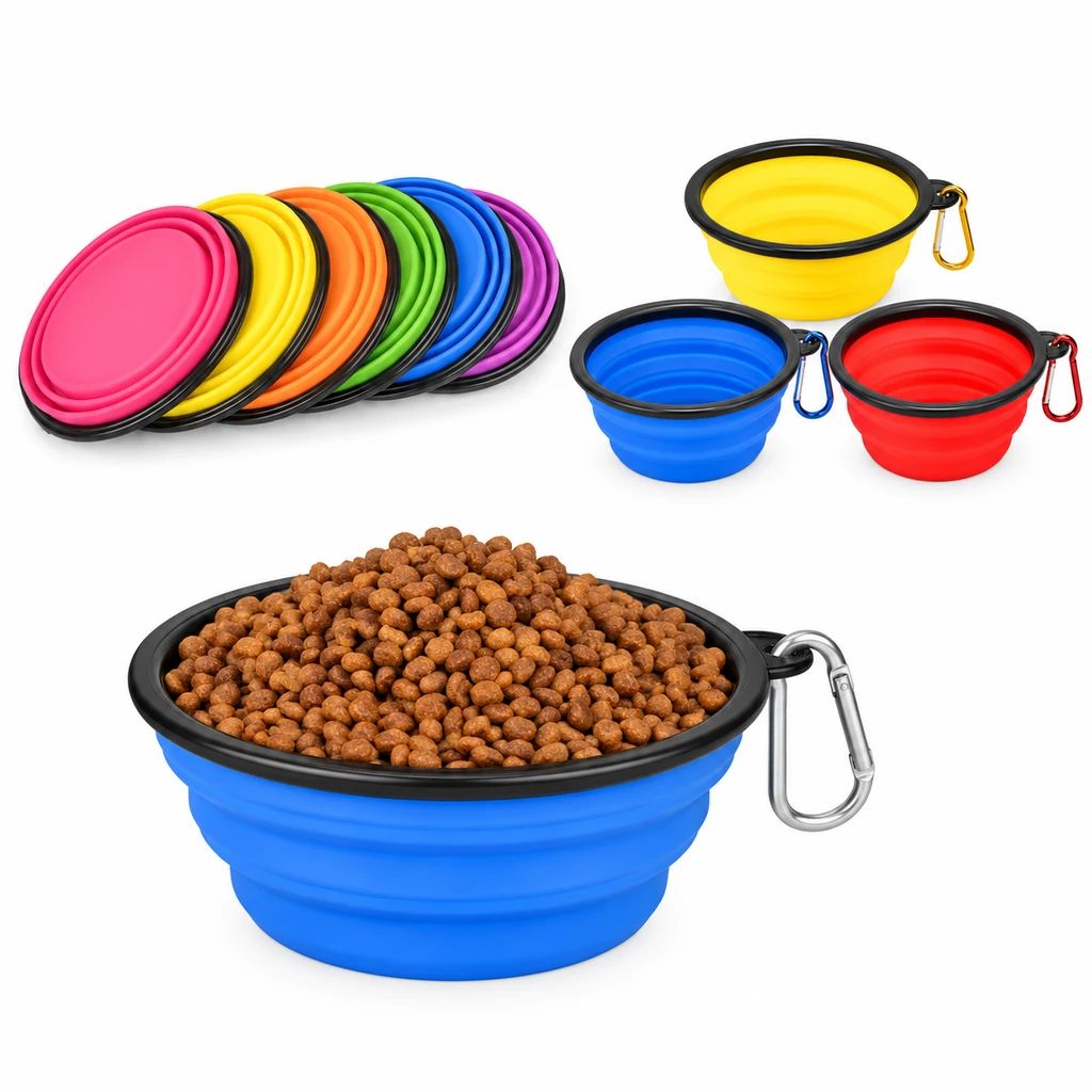 ظرف آب و غذای حیوانات خانگی مدل سلیکونی تاشو